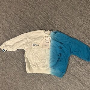 Zara Teal and White Sweatshirt